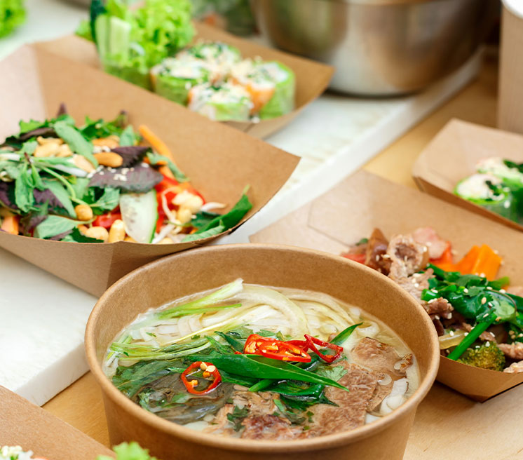 Meals served in sustainable packaging